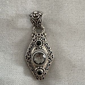 Pendant sterling silver with black spinel and quartz stones